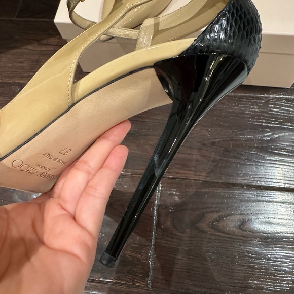 Jimmy Choo Maiden Mystic Snakeskin-Trimmed Pumps Size 37 - Picture 6 of 9